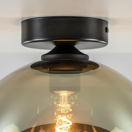 Straluma Plafondlamp Bella zwart+smoke glas 25cm> Keukenverlichting|Plafondlampen