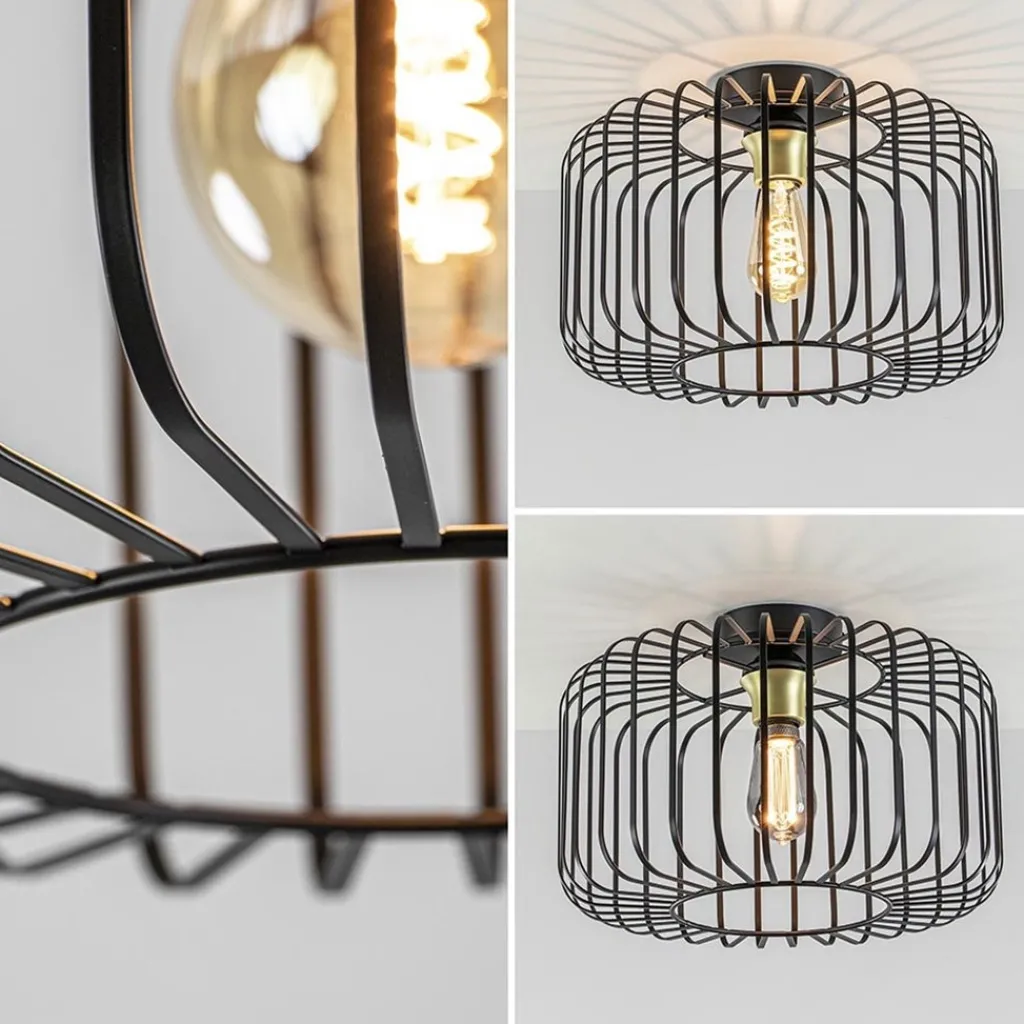 Straluma Plafondlamp draad cilinder zwart/brons> Draadlampen|Halverlichting