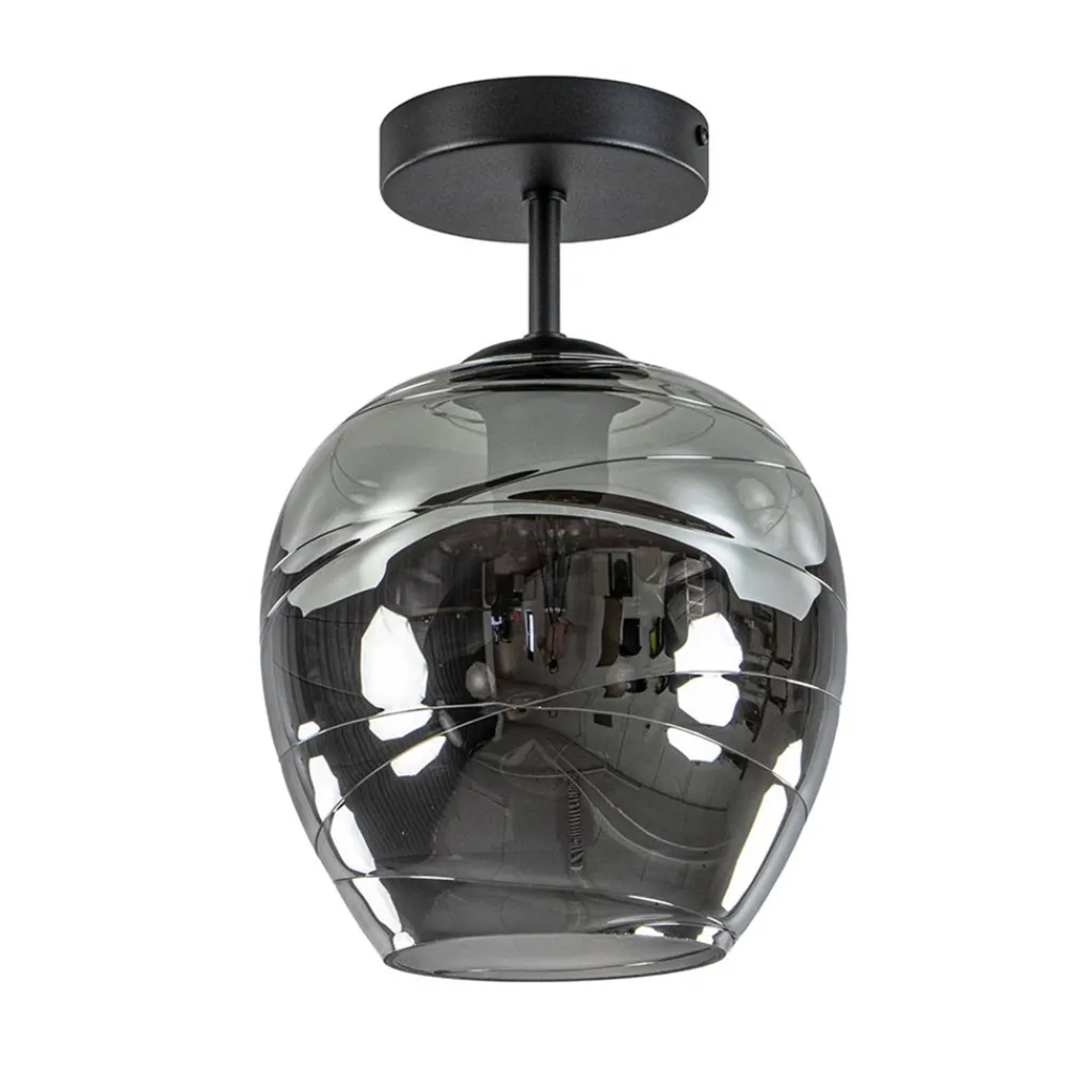 Straluma Plafondlamp Fantasy 1L zwart + smoke glas> Keukenverlichting|Halverlichting