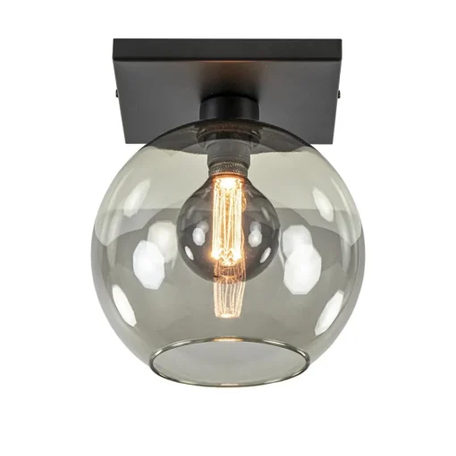 Straluma Plafondlamp Globe 25 vierkant zwart/smoke> Woonkamerlampen|Slaapkamerlampen