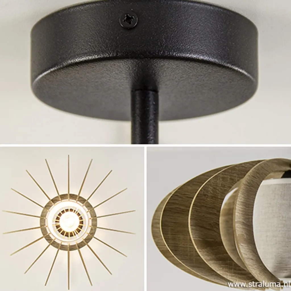 Straluma Plafondlamp hout lamellen klein> Slaapkamerlampen|Keukenverlichting