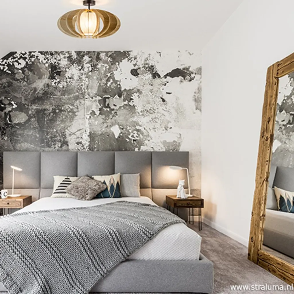 Straluma Plafondlamp hout met stoffen kap 50cm> Woonkamerlampen|Slaapkamerlampen