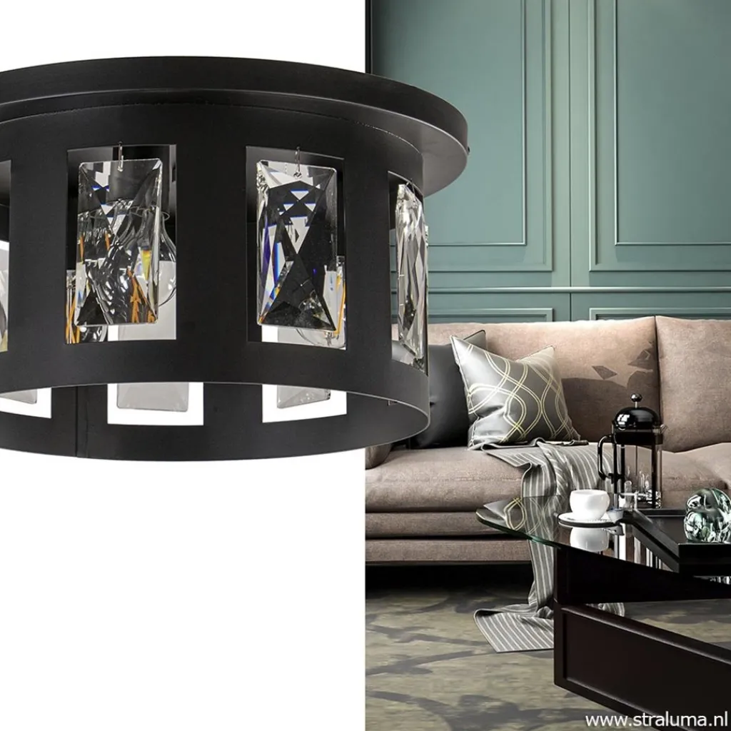 Straluma Plafondlamp Kristall Black met pegels> Slaapkamerlampen|Keukenverlichting