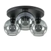 Straluma Plafondlamp 3L zwart  bolglas smoke> Halverlichting|Plafondlampen