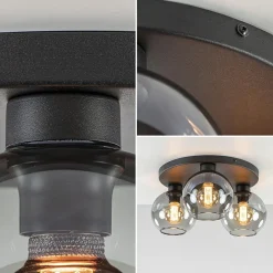 Straluma Plafondlamp 3L zwart  bolglas smoke></noscript> Halverlichting|Plafondlampen