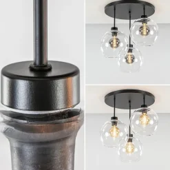 Straluma Plafondlamp 3-lichts zwart + helder glas 25cm></noscript> Keukenverlichting|Kantoorverlichting
