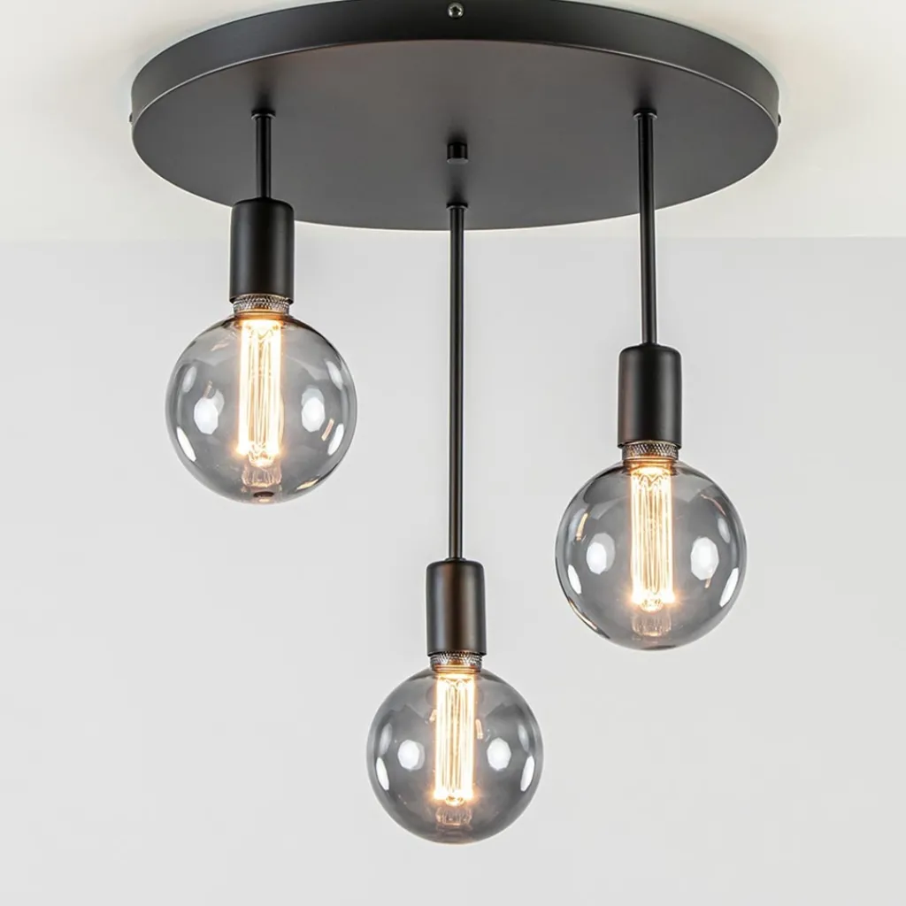 Straluma Plafondlamp 3-lichts zwart ex. e27> Halverlichting|Plafondlampen