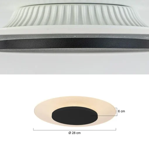 Straluma Plafondlamp Lido zwart 29cm indirect> Plafondlampen|Plafonnières