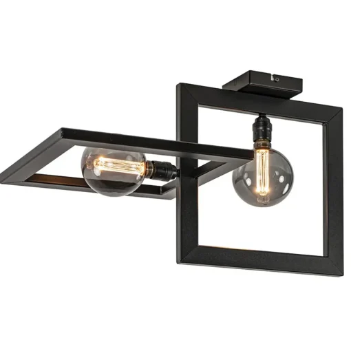 Straluma Plafondlamp Longa zwart 2xframe vierkant> Plafondlampen|Design Verlichting