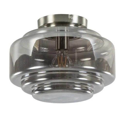 Straluma Plafondlamp nikkel + smoke glas> Keukenverlichting|Halverlichting