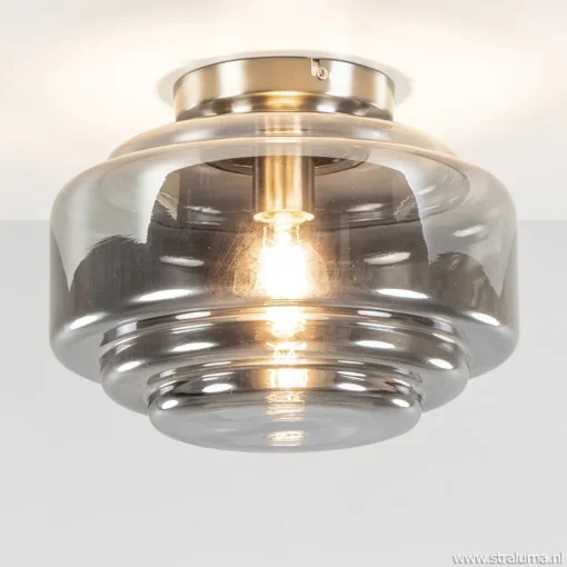 Straluma Plafondlamp nikkel + smoke glas> Keukenverlichting|Halverlichting