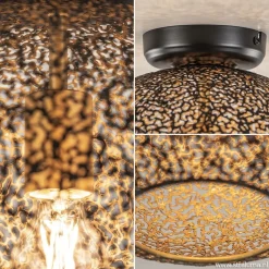 Straluma Plafondlamp Oronero bol zwart/goud 30cm></noscript> Keukenverlichting|Halverlichting