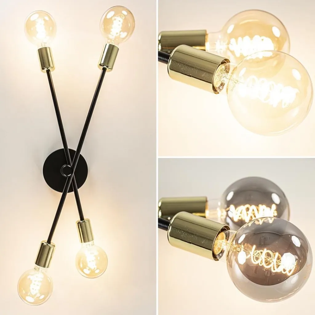 Straluma Plafondlamp Sticks 4L zwart/goud excl. e27 l.b.> Plafondlampen|Wandlampen
