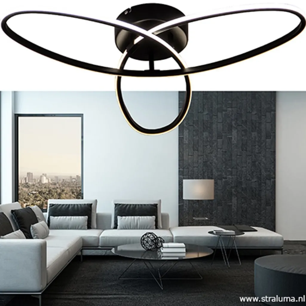 Straluma Plafondlamp 3-v eclips zwart 3-st.dimb.> Plafondlampen|Plafonnières