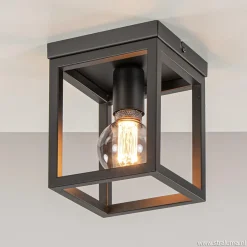 Straluma Plafondlamp vierkant frame klein zwart> Slaapkamerlampen|Keukenverlichting