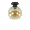 Straluma Plafondlamp zwart met amber glas 20 cm> Plafondlampen|Klassieke Verlichting