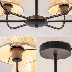 Straluma Plafondlamp zwart met beige kapjes></noscript> Keukenverlichting|Eetkamerverlichting