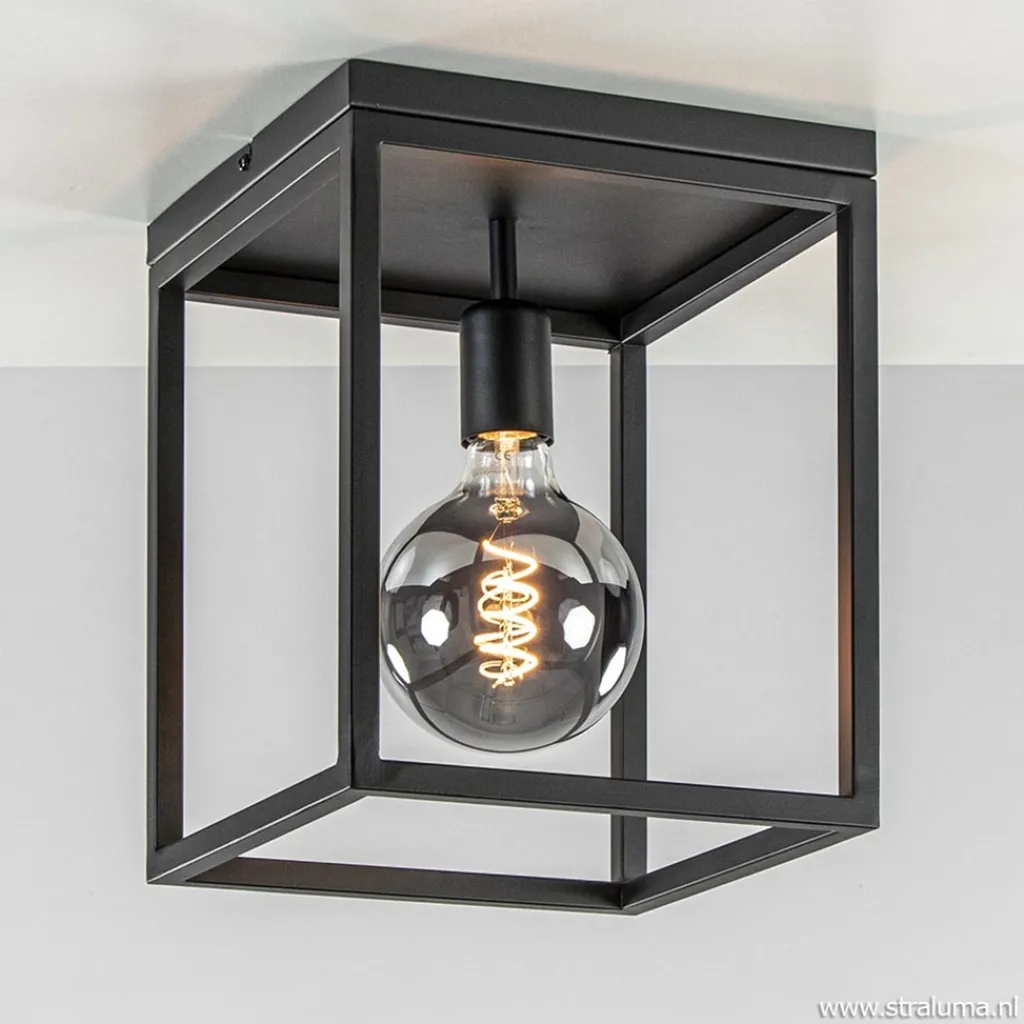 Straluma Plafondlamp zwart open frame> Woonkamerlampen|Slaapkamerlampen