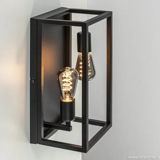 Straluma Plafondlamp/wandlamp zwart open frame> Wandlampen|Plafonnières