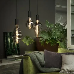 Straluma Plafondplaat 3-l rond 40cm zwart excl.lb></noscript> Hanglampen|Calex