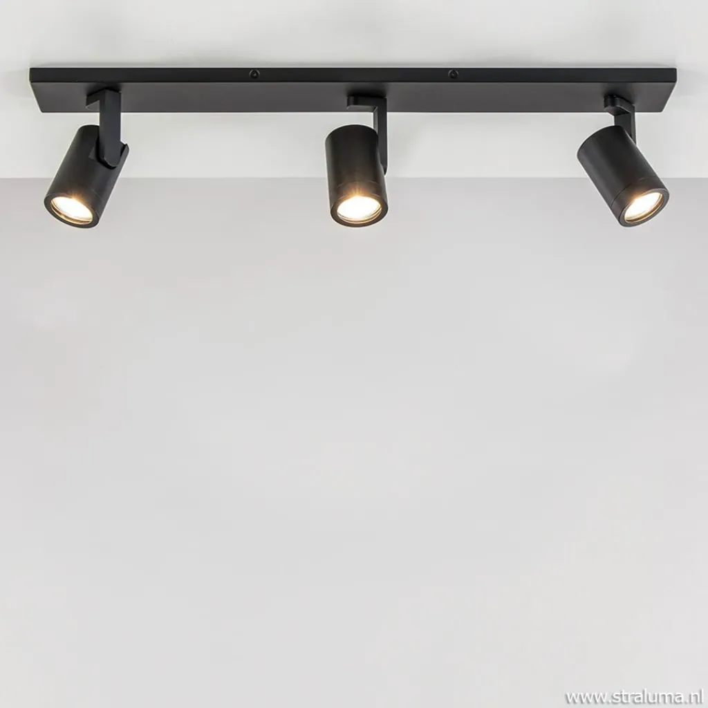 Straluma Plafondspot balk 3-lichts zwart ex.gu10> Opbouwspots|Keukenverlichting