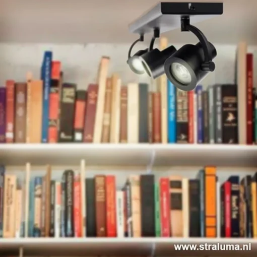 Straluma Plafondspot mat zwart balk 3-lichts gu10> Plafondlampen|Opbouwspots