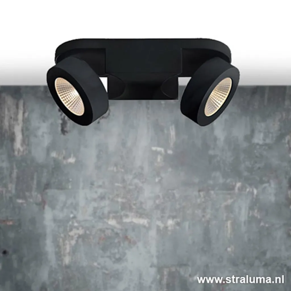 Straluma Plafondspot Montreal 2L balk zwart 3000> Plafondlampen|Opbouwspots