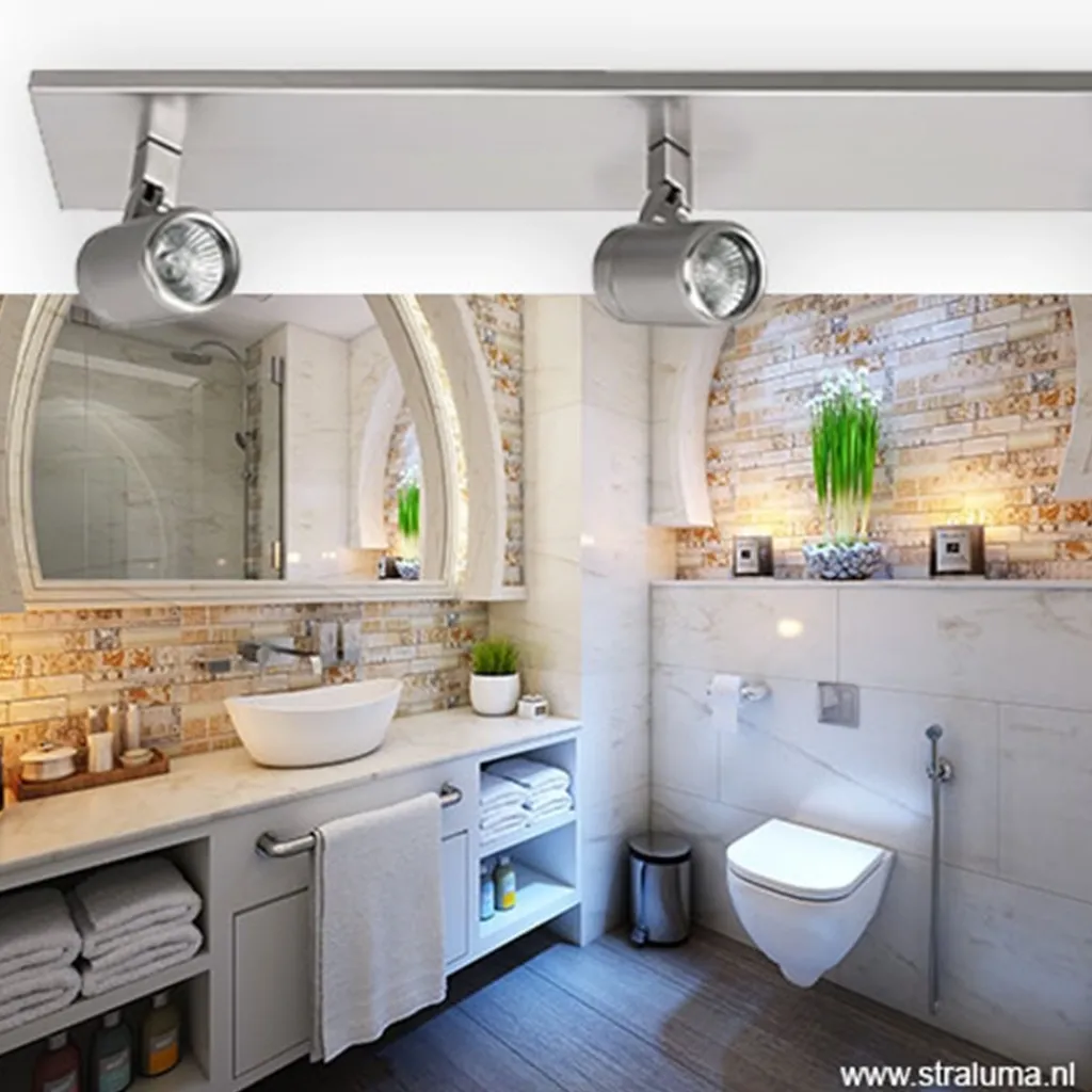 Straluma Plafondspot Rain 3L balk nikkel IP44> Opbouwspots|Keukenverlichting