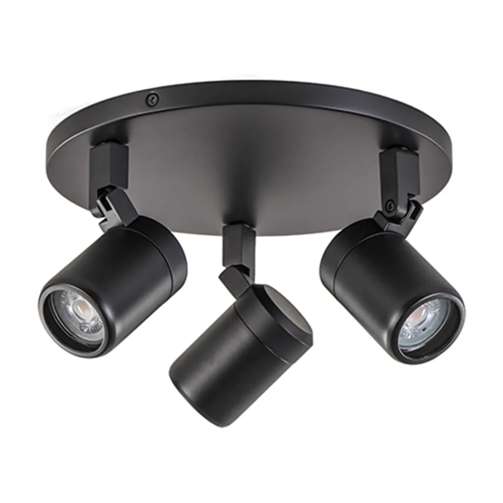 Straluma Plafondspot Rain 3L rond zwart IP44> Wandlampen|Opbouwspots