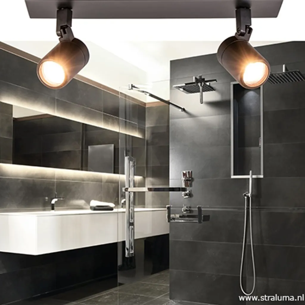Straluma Plafondspot Rain 2L zwart balk IP44> Opbouwspots|Slaapkamerlampen