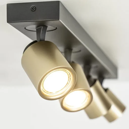 Straluma Plafondspot Razza 4L balk zwart/matgoud> Opbouwspots|Woonkamerlampen