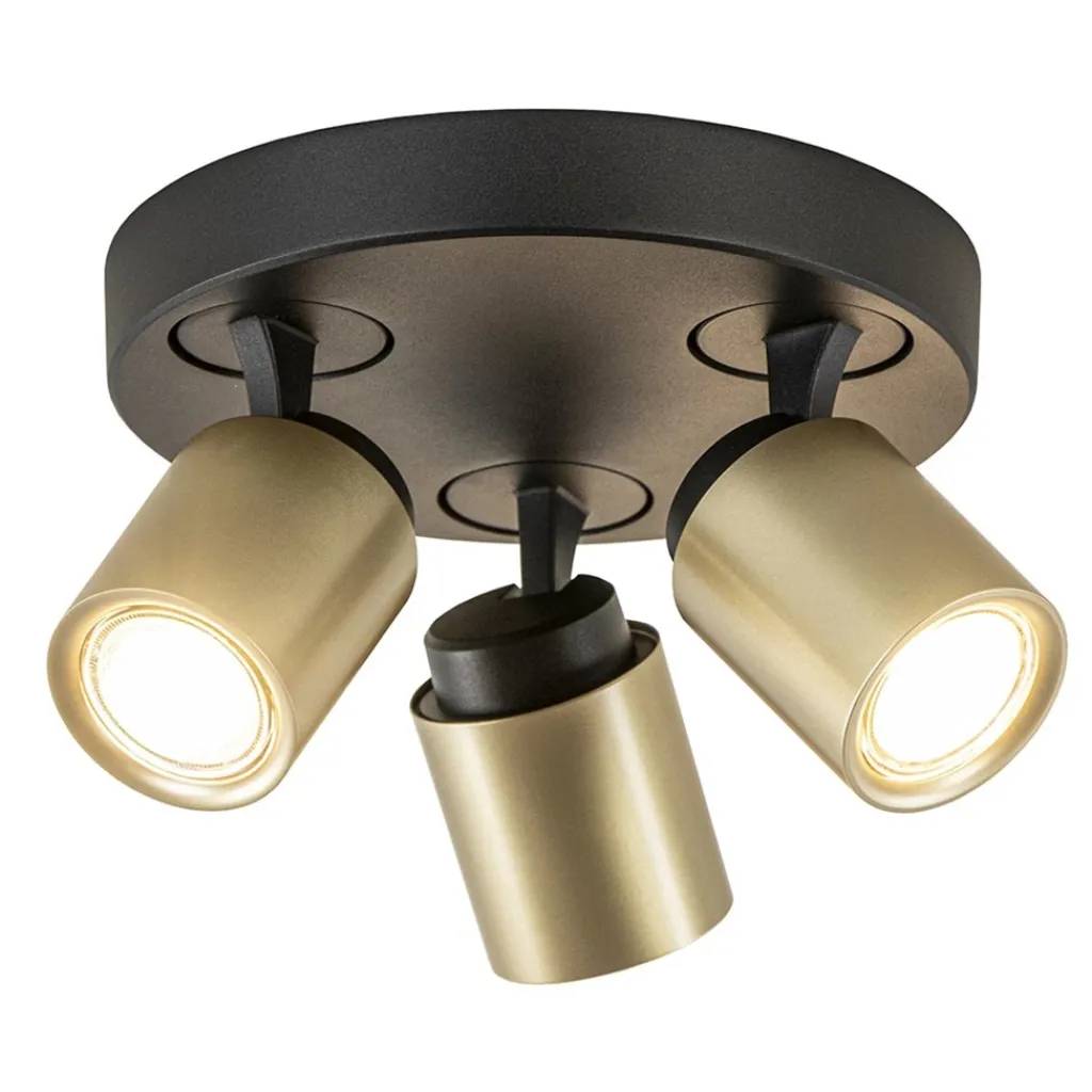 Straluma Plafondspot Razza 3l rond zwart/goud gu10> Plafondlampen|Opbouwspots
