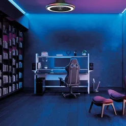 Straluma Plafondventilator zwart inclusief dimbaar LED en kleur><noscript><img width=