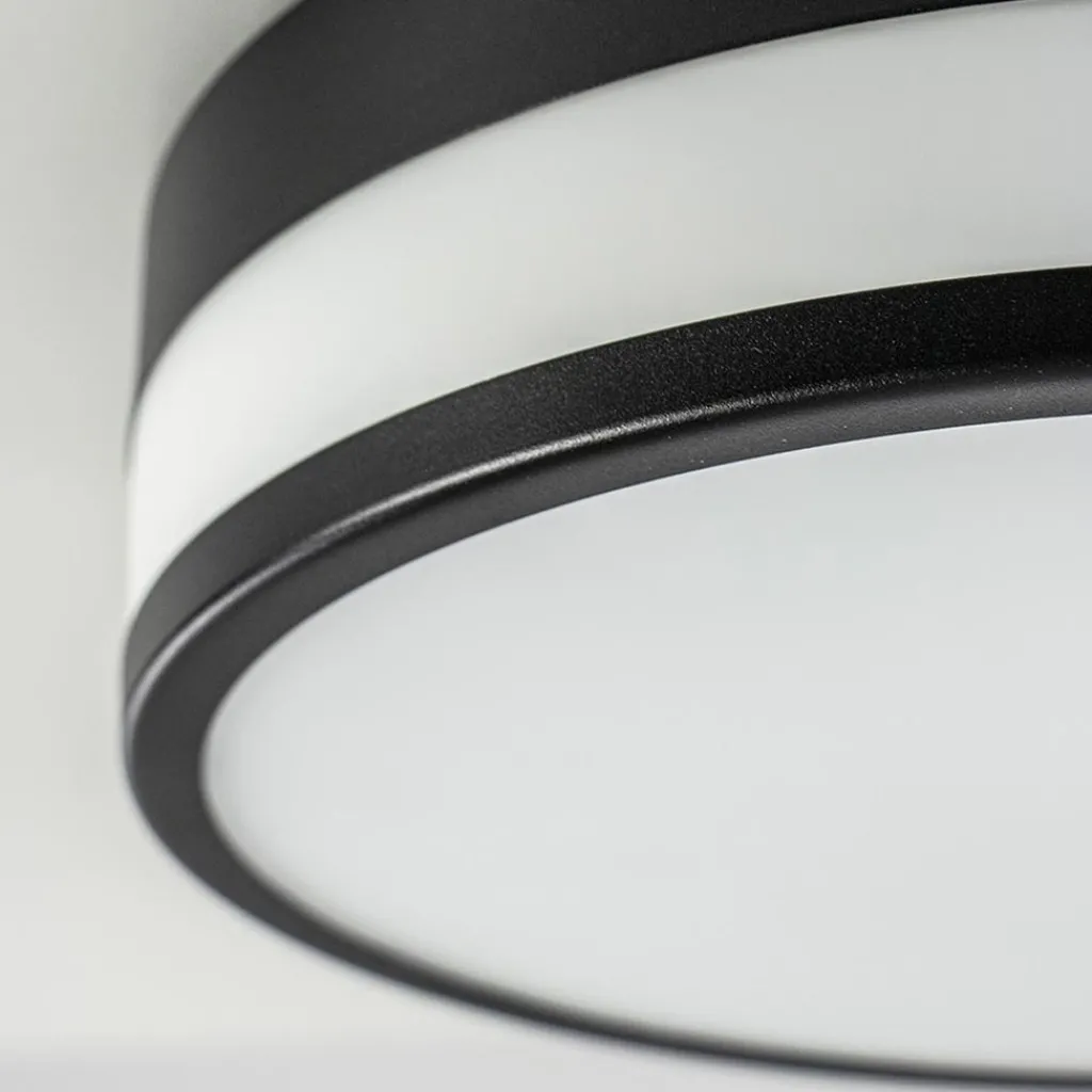 Straluma Plafonnière zwart/opaal glas 3-step dim IP44> Plafondlampen|Plafonnières
