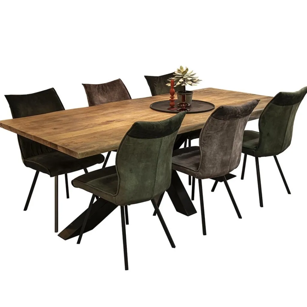 Straluma Rechthoekige eettafel mango hout met kruispoot> Eettafels