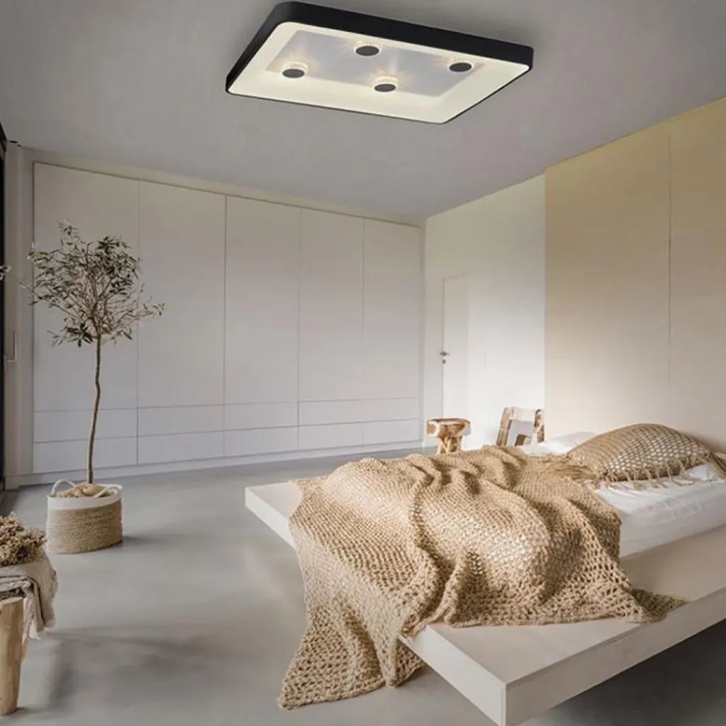 Straluma Rechthoekige LED plafondlamp zwart met kristaleffect> Plafondlampen|Wandlampen