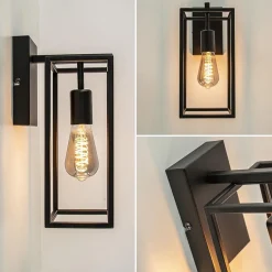 Straluma Rechthoekige wandlamp mat zwart frame><noscript><img width=