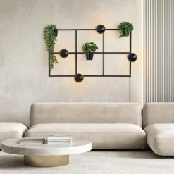 Straluma Rechthoekige wandlamp zwart frame met plantenpotten></noscript> Woonkamerlampen|Halverlichting