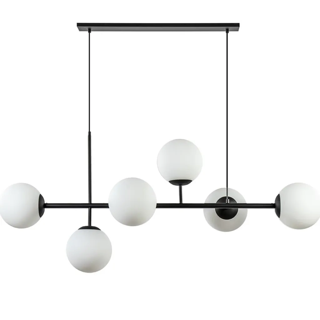 Straluma Retro eettafel hanglamp zwart met witte glazen bollen> Eettafellampen|Eetkamerverlichting