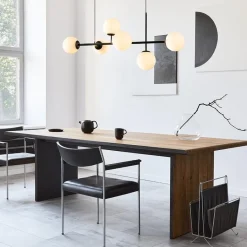 Straluma Retro eettafel hanglamp zwart met witte glazen bollen><noscript><img width=