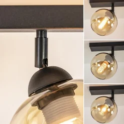 Straluma Retro plafondlamp zwart met amber glas verstelbaar><noscript><img width=