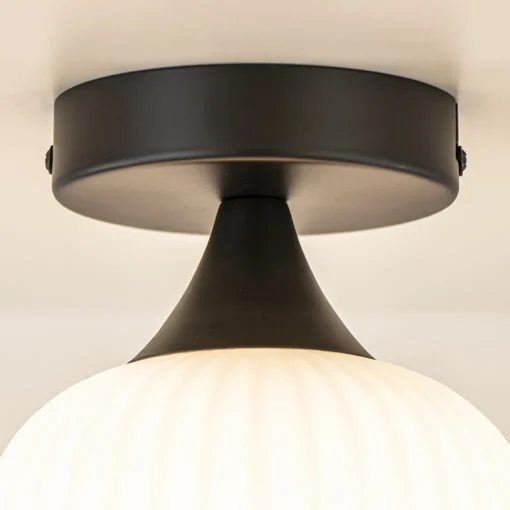 Straluma Retro plafondlamp zwart met wit glas> Plafondlampen|Retro Verlichting