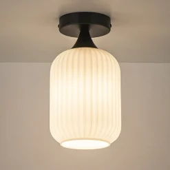 Straluma Retro plafondlamp zwart met wit glas><noscript><img width=