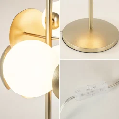 Straluma Retro tafellamp goud met wit glas><noscript><img width=