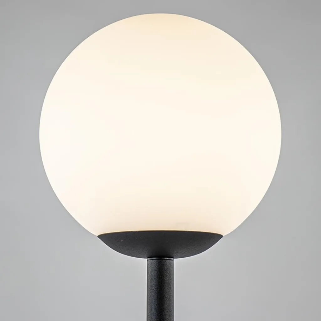 Straluma Retro vloerlamp mat zwart met witte glazen bol> Vloerlampen|Retro Verlichting