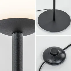 Straluma Retro vloerlamp mat zwart met witte glazen bol><noscript><img width=