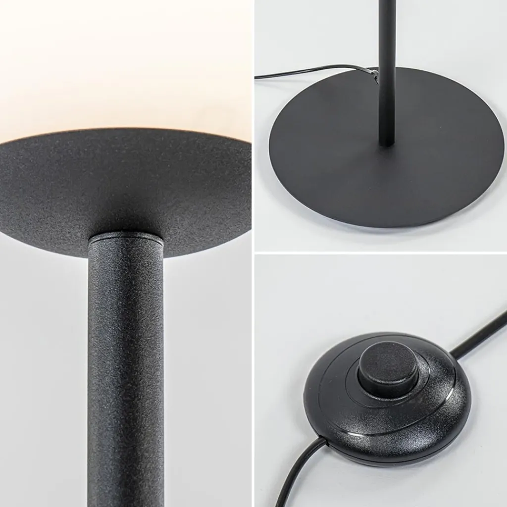 Straluma Retro vloerlamp mat zwart met witte glazen bol> Vloerlampen|Retro Verlichting