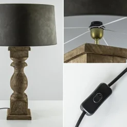Straluma Robuuste lampvoet Cadore massief hout met brons><noscript><img width=