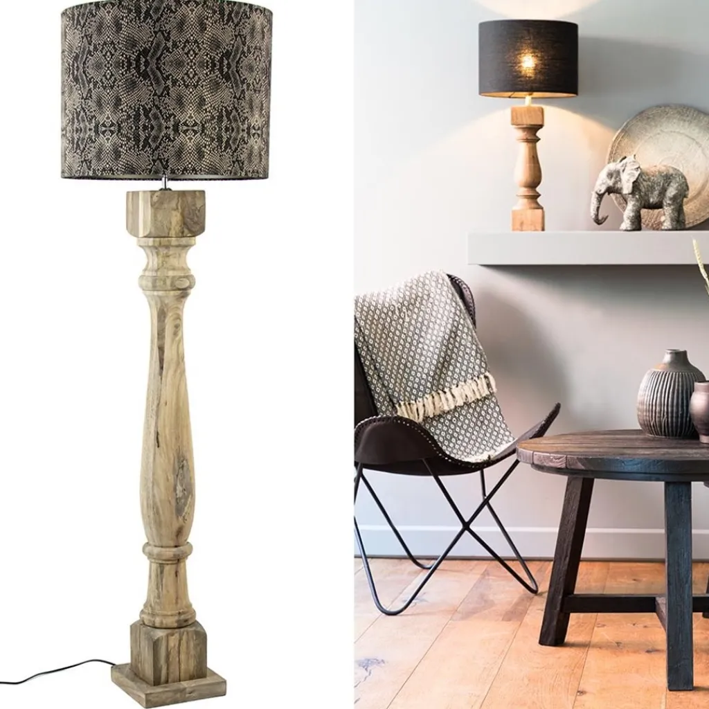 Straluma Robuuste lampvoet Robbia hout exclusief kap> Vloerlampen|Lampenvoeten