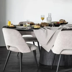 Straluma Robuuste mango houten eettafel Aron ovaal zwart></noscript> Eettafels